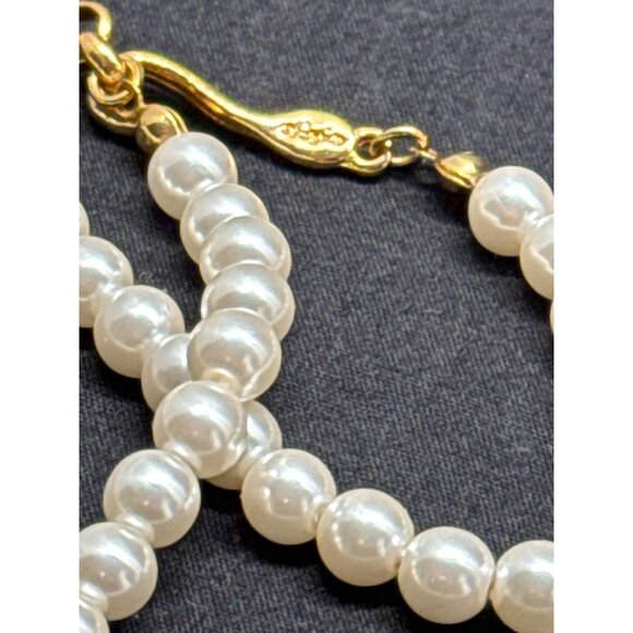 Vintage Napier Faux Pearl 16” Necklace With Gold-Tone Pendant & Hook Clasp - Picture 3 of 6